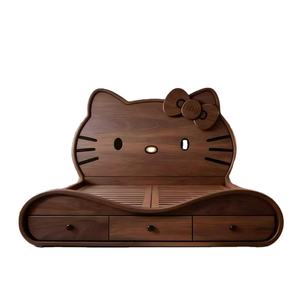 Cama Infantil de Madera Maciza con Cabecera Grande de Fresno Blanco, Diseño de Dibujos Animados de Hello Kitty - Product Image 3