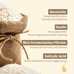 Tùy Chỉnh 24H Kiểm Soát Dầu Lỗ Chân Lông Thắt Chặt Axit Salicylic Truyền Bentonite + Cao Lanh Detox Đôi Đất Sét Mặt Bùn Gạo Chiết Xuất 24H Dầu - Product Image 5