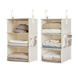 Travaux de stockage en gros Organisateurs de placard suspendus à 6 <span class=keywords><strong>étagère</strong></span>s Deux <span class=keywords><strong>étagère</strong></span>s suspendues de placard séparables à 3 <span class=keywords><strong>étagère</strong></span>s Gris - Product Image 1