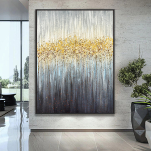 Dipinto a Mano Astratto Dorato con Texture Acrilica, Paesaggio di Lusso con Foglia d'Oro, Pittura a Olio per Decorazione Murale - Product Image 4
