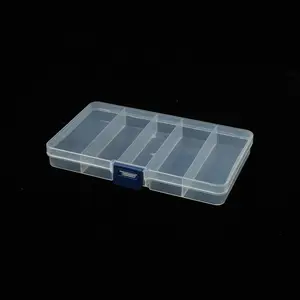 小5格可拆卸钓鱼收纳盒透明蓝扣串珠螺丝鱼钩塑料药盒