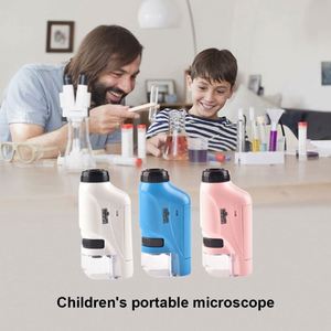 Kit de Microscopio de Mano con Luz LED 60X-120X, Funciona con Batería, Color Blanco, para Uso en Exteriores, para Niños, Ciencia - Product Image 3