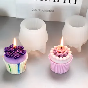 Cream Cake Cup Aromatherapie Kaars Mal Kaars Handgemaakte Siliconen Handwerk Model 3d Bloem Zeep Maken Vorm Voor Kaarsen