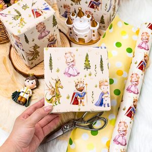 Dragon Prince And Princess <b>Wrapping</b> <b>Paper</b> 17 Inch X 33 Feet Art <b>Paper</b> For Baby Shower Birthday Party Decor - Product Image 6