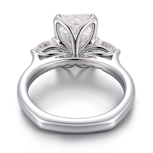 Anillo de oro blanco macizo de 18 quilates PROVENCE, 1-10 quilates, anillo personalizado de tres piedras, corte cojín, anillo de diamantes CVD, anillo de compromiso moderno para mujer - Product Image 3