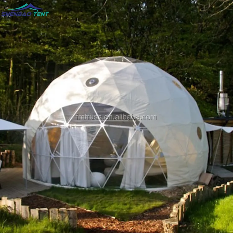 Luxury หลังคา Pvc อุ่น Eco Prefab โปร่งใส Geodesic Dome โรงแรม Glamping Tent House ทะเลทรายรอบโดมเต็นท์สำหรับ Camping