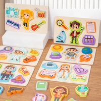 Jeu éducatif en bois Beiyang pour enfants : Reconnaissance des formes géométriques et correspondance des métiers, pour l'éveil des bébés (unisexe)
