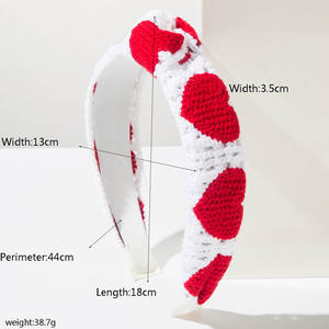 Bandeau de fête de la Saint-Valentin 2026, accessoire de cheveux tendance pour femmes, crochet rouge rose, cœur d'amour, nœud supérieur, bandeaux larges - Product Image 6