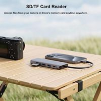 Adaptador de Carga de Aleación de Aluminio 6 en 1 Tipo C HDTV 4K/SD/TF, Lector de Tarjetas USB 3.0 y USB 2.0, Conexión USB-C 100W para Computadora a Pantalla