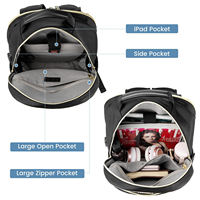Marque personnalisée noir rose 15.6 pouces matelassé sac à dos pour ordinateur portable élégant sac pour ordinateur portable pour les femmes travail sacs pour ordinateur Bookbag sac à main