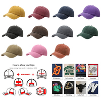 Gorra de béisbol unisex vintage de algodón lavado con logo personalizado al por mayor, gorra de camionero ajustable, gorra deportiva teñida y desgastada, gorra de papá en blanco.