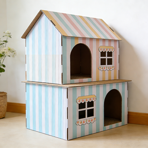 कस्टम 2-इन-1 बड़ी क्षमता बहु-कार्यात्मक आधुनिक यात्रा बिल्ली घर नालीदार कागज पहनने-प्रतिरोधी गैर-क्रंब खरोंच-प्रमाण - Product Image 5