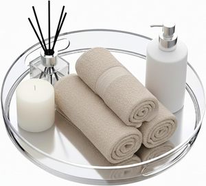 <span class=keywords><strong>Plateau</strong></span> de toilette en acrylique (12 pouces de diamètre) Organisateur de comptoir de salle de bain en plastique, <span class=keywords><strong>plateau</strong></span> rond pour table basse, <span class=keywords><strong>plateau</strong></span> transparent - Product Image 5