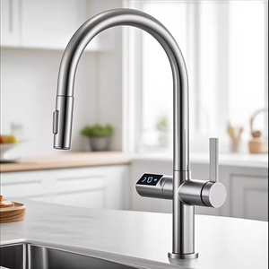 Xếp hạng hàng đầu kéo xuống vòi bếp vật liệu thép không gỉ vòi điều khiển duy nhất với ống linh hoạt - Product Image 3