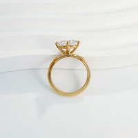 Anelli di Fidanzamento Minimalisti Unici Romantici Classici Principeschi in Oro Giallo 18K con Diamanti di Laboratorio per Donne
