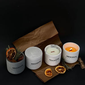 Mescente 2026 — Поставщик свечей и аксессуаров для ароматизации. Скандинавские коричневые керамические подсвечники из бетона с крышками для ароматических свечей. - Product Image 2