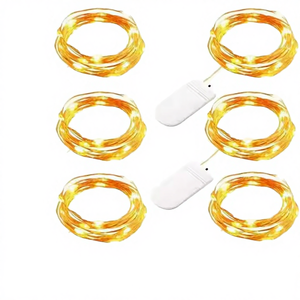 Luces Decorativas Navideñas de Interior al por Mayor, Guirnalda de Luces LED Cálidas Blancas con Efecto Centelleante, Cable de Cobre, Funciona con Pilas - Product Image 4