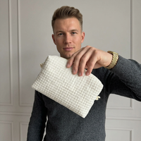 Trousse de Toilette en Coton Gaufré Tendance avec Fermeture Éclair, Capacité Moyenne, Portable pour Voyage, pour Femmes, pour Ranger les Cosmétiques Personnels