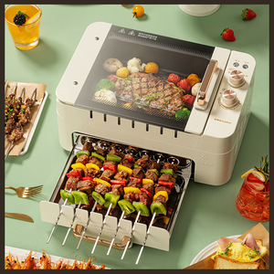 Rongshida Electric Grill Pan 38x25x18.8cm Multi Functional With Skewer Rack For Barbecue Meat Grilling And Hot Pot - Product Image 1