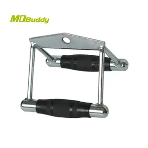 MDBuddy Gym Accessories Double D Handle with Rubber Hand Grips Pull Down Handle Cable Machine Attachments Gym Grip