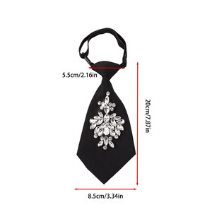 Corbata de diamantes de imitación negros para mujer, diseño floral, sin nudos, accesorio 3D para camisas blancas, moda para adultos - Product Image 3