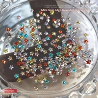 Paso Sico 3mm Étoile à cinq branches en zircon, couleur Noël, petit diamant transparent à fond plat, accessoires DIY pour nail art et protection des ongles