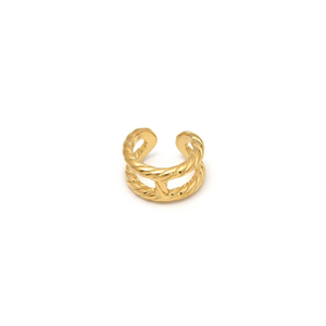 Fashion <b>Rings</b> PVD Gold Plated 316L Stainless Steel Sustainable Resistant Twisted Design Statement Jewelry - Product Image 2