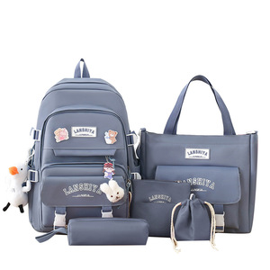 Mochila de Nylon Fashion Bonita Conjunto de 5 Peças <span class=keywords><strong>14</strong></span> Polegadas Impermeável com Forro de Poliéster Bolsa de Ombro Estojo de Lápis Bolsa Tote - Product Image 2
