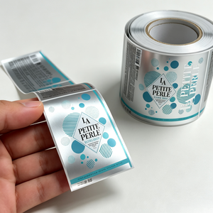 Etiqueta Adhesiva de Vinilo Metálico Plateado Personalizada, Impermeable, para Botellas de Cosméticos, Códigos de Barras y Embalaje - Product Image 2