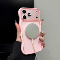 Étui de téléphone magnétique translucide de luxe à chargement sans fil pour iPhone 18 Pro Max 17 16 15 14, coque mate colorée à bords ondulés