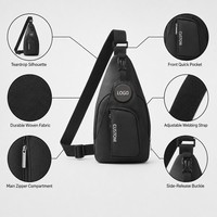 Benutzerdefiniertes Logo Diebstahlsicherer Modischer Crossbody Sling Rucksack Schulter Messenger Reise Wandern Gürteltasche Brusttasche für Männer