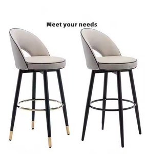 Taburete de <span class=keywords><strong>Bar</strong></span> Moderno de Lujo con Tapicería de Cuero y Patas de Metal, Silla de <span class=keywords><strong>Bar</strong></span>/Island de Cocina para Hogares de <span class=keywords><strong>la</strong></span> UE/EE. UU. - Product Image 4