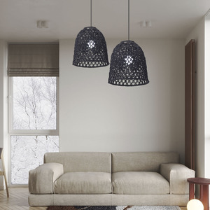 Pantalla de lámpara de cuerda de algodón tejida a mano, forma de campana, estilo bohemio, ecológica, para el hogar, casa de huéspedes, hotel, restaurante - Product Image 2