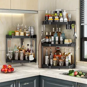 Vendita calda Design moderno in acciaio inox Rack di stoccaggio ad angolo montato scaffalature unità per bagno cucina soggiorno