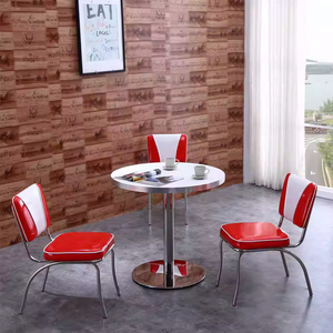 Canapé de style rétro américain à rayures avec table et chaises pour restaurant et fast-food - Product Image 4