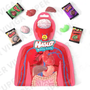 Halal Halloween Funny Scary Candy Human Body Shape Haslet Jelly Gummy Candy Toy Bulk
