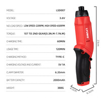 Vente flash - Mini tournevis sans fil portable avec couple réglable pour la réparation à domicile, l'assemblage de meubles, les projets de décoration