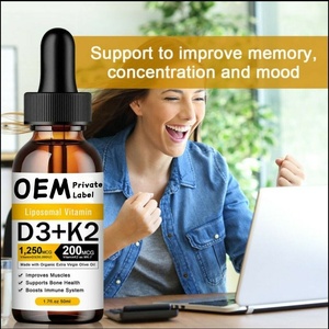 Gouttes liquides de vitamine D3 et de vitamine K2 de marque privée, supplément <span class=keywords><strong>d</strong></span>'huile MCT végétalien bio, soutien du muscle osseux fort, gouttes pures D3 K2 - Product Image 6