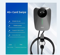 Nouvelle borne de recharge murale pour véhicules électriques 7 kW 32 A Type 2 avec écran 4,3 pouces, lecteur de carte, contrôle via application Tuya, étanche IP65, câble de 10 m pour usage domestique