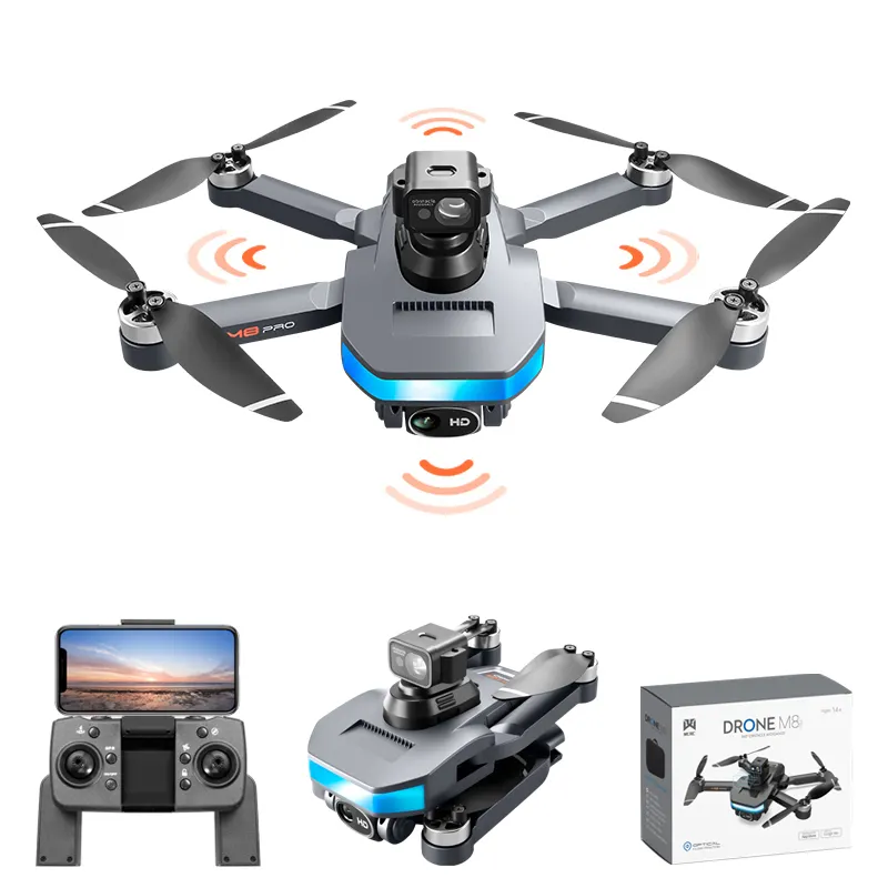 M8 PRO High quality Drones With Camera or 6K Wifi FPV Optical Flow Positioning 360 degree rotation Flight Foldable Drone