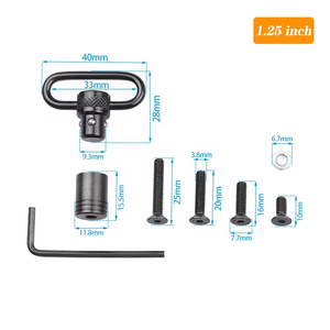 Correa táctica de seguridad de metal negro de liberación rápida de 1 pulgada/1.25 pulgadas/1.5 pulgadas con hebilla QD moleteada y tornillos de base - Product Image 3