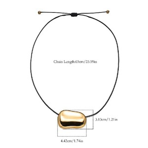 Collana con Ciondolo Geometrico Quadrato in Acciaio Inossidabile Placcato Oro 18K, Catena a Corda, per Donna, Uso Quotidiano - Product Image 4
