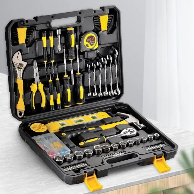 Caja de herramientas de mano para el hogar, kit de herramientas de reparación de automóviles, caja de herramientas de jardín de regalo, juego de herramientas de mano para el hogar