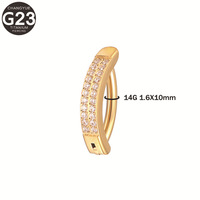 Anneau de piercing pour nombril unisexe en titane ASTM F136, double carré inversé avec zircone cubique 10 mm, simple et élégant
