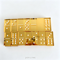Lot de dominos en acrylique écologiques, 28 pièces, doré miroir, pour jeu de table, logo personnalisé, pour fêtes et casino, marque Joylink