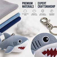 Fabrication de porte-clés en peluche requin personnalisés avec yeux brodés, jouets en peluche OEM/ODM, commande en gros, jouet en peluche personnalisé