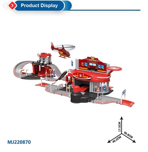 Juguetes de ranura de alta calidad para pista Diy, construcción ensamblada de Metal fundido a presión, coches de estacionamiento, carreras, niños, juego de juegos con camión de bomberos - Product Image 3