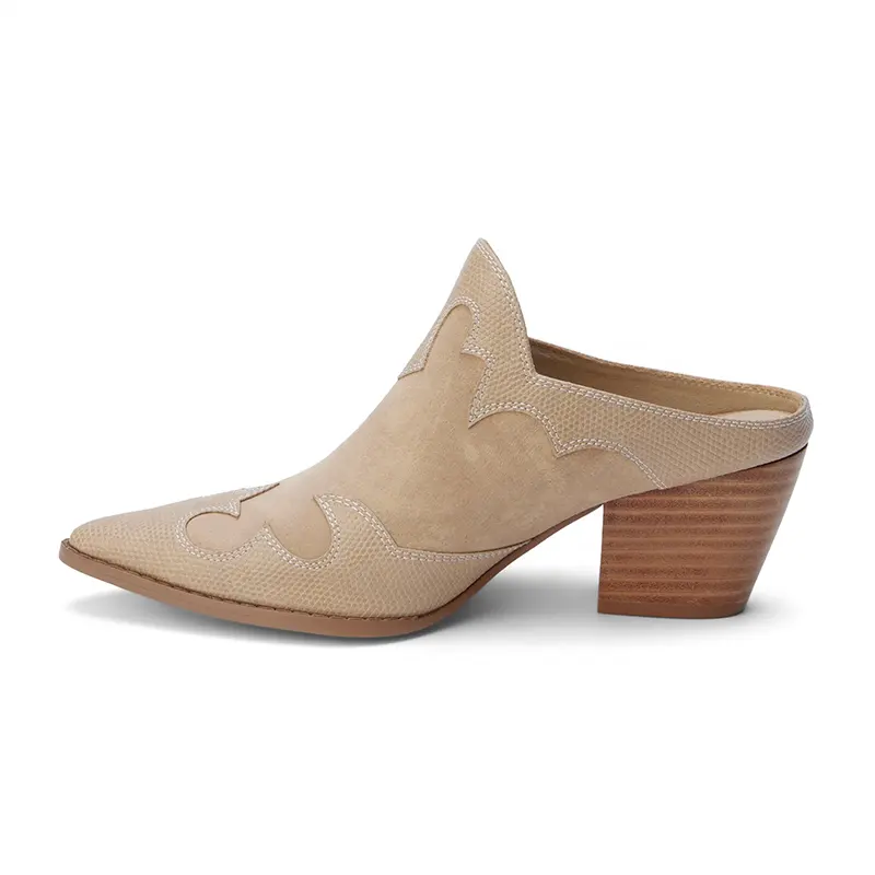 New design western pointed toe mule shoes for women