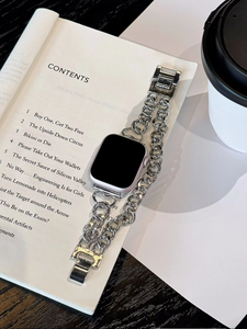 Bague simple <span class=keywords><strong>Bracelet</strong></span> en métal avec diamant pour <span class=keywords><strong>Apple</strong></span> <span class=keywords><strong>Watch</strong></span> Series 10 SE 8 <span class=keywords><strong>7</strong></span> 6 5 4 3 2 1 <span class=keywords><strong>Bracelet</strong></span> pour <span class=keywords><strong>femme</strong></span> - Product Image 6