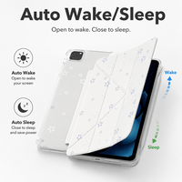 Étui pour iPad à imprimé étoiles, support pliable en Y, dos rigide transparent en PC, cadre antichoc en TPU, housse de protection pour tablette réglable multi-angles